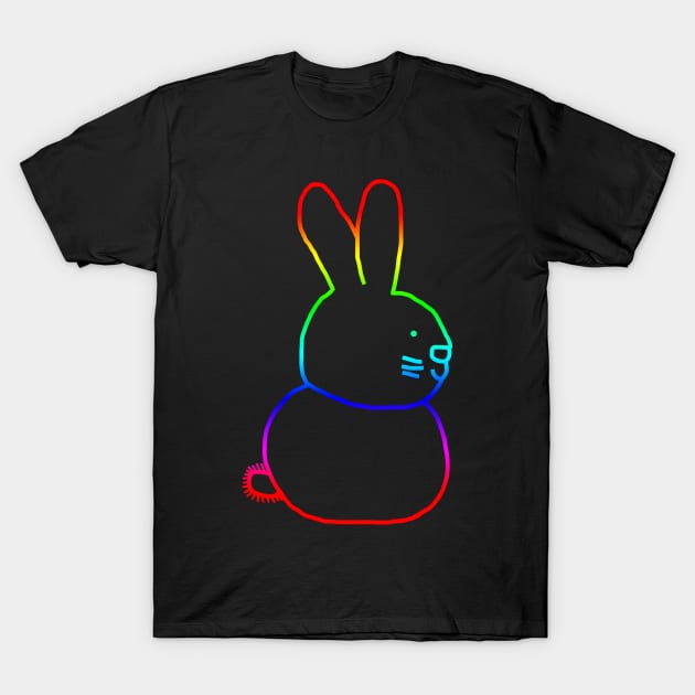 Rainbow Rabbit Outline T-Shirt by ellenhenryart